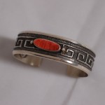 20110719_186 Navajo-Sterling-Silver-coral-bracelet-wilfred-begay