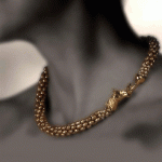 Gold-pearl gold-equine-clasp-champayne-pearl-necklace
