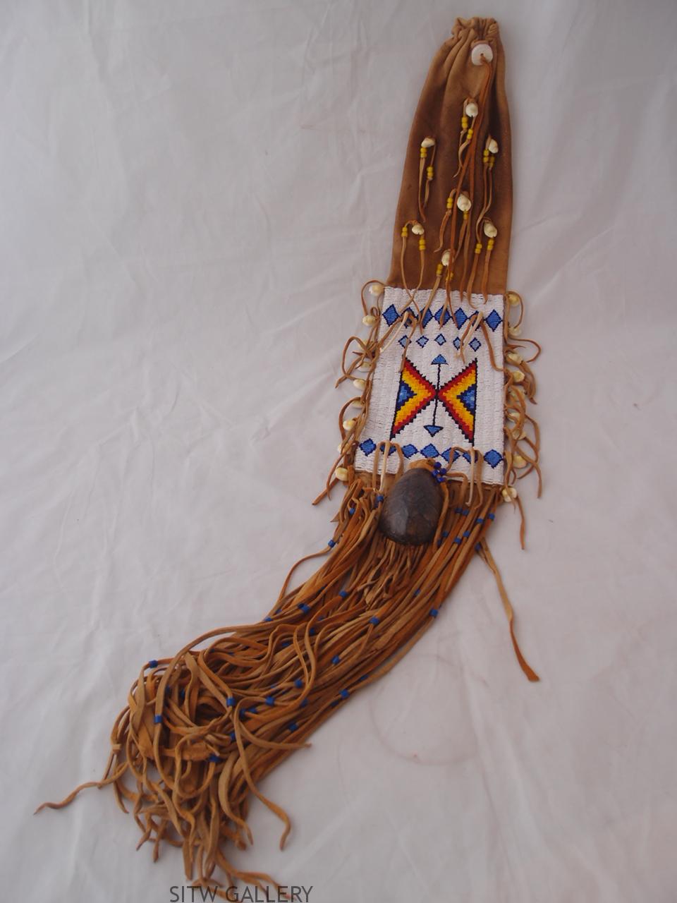 Beaded and Leather Pipe Bag