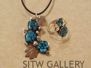Matching necklace and ring with Villa Grove Turquoise, by Randy Christensen, RC1-266, necklace, RC1-265, ring