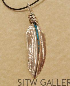 Villa Grove Turquoise and Silver Feather Necklace, Randy Christensen, RC1-279