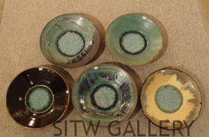Large Flared Ceramic Bowls with Glass, by Kerry Brooks, 1029-76